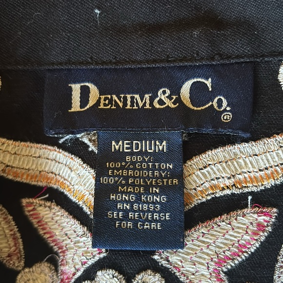 Denim & Co. Black Embroidered Jacket Size Medium - Picture 3 of 3